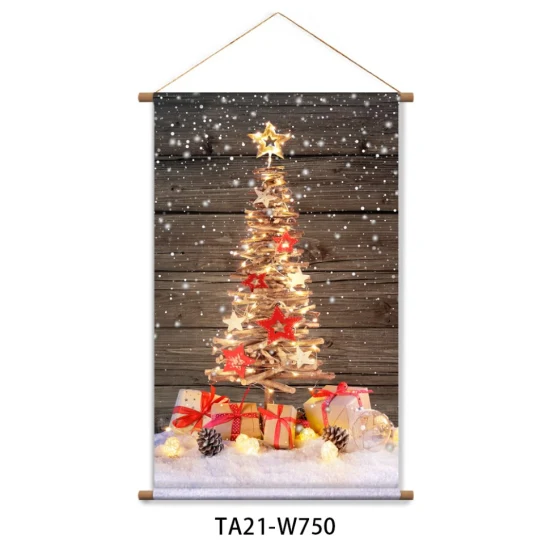 Venda por atacado LED Papai Noel e pôster de cabide de boneco de neve para decoração de quarto